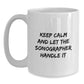 Funny Sonographer Gifts from Men, Women, Friends to Coworkers and Family - White Coffee Mug with 'Keep Calm And Let The Sonographer Handle It' Quote for Christmas Unique Gifts - Main