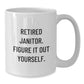 Funny Janitor Quote Gifts for Men, Women, Coworkers - Retired Janitor Figure It Out Yourself White Coffee Mug, Birthday Unique Gifts from Family - Additional