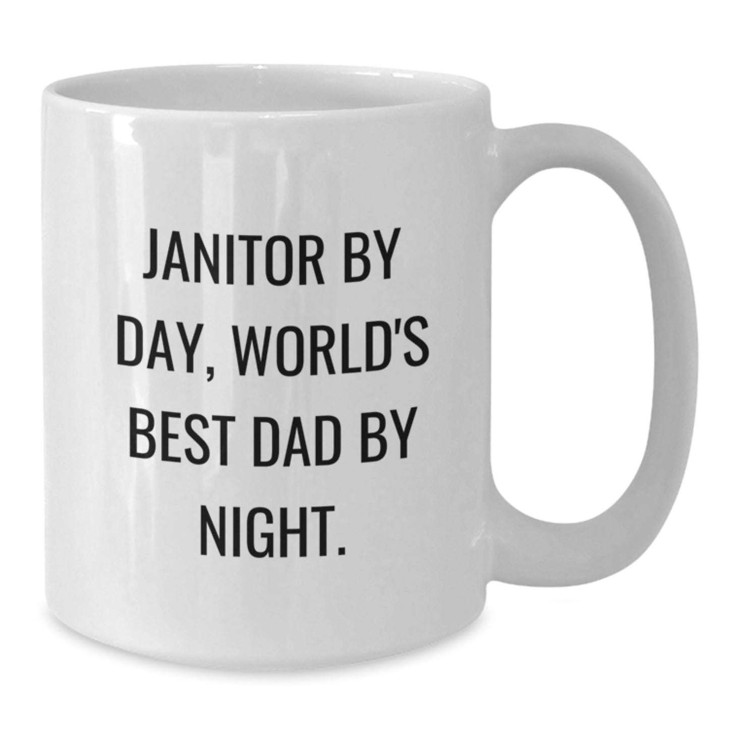 Funny Janitor Gifts, Janitor By Day, World's Best Dad By Night., White Coffee Mug for Graduation, Gifts from Men, Gifts for Janitor - Additional