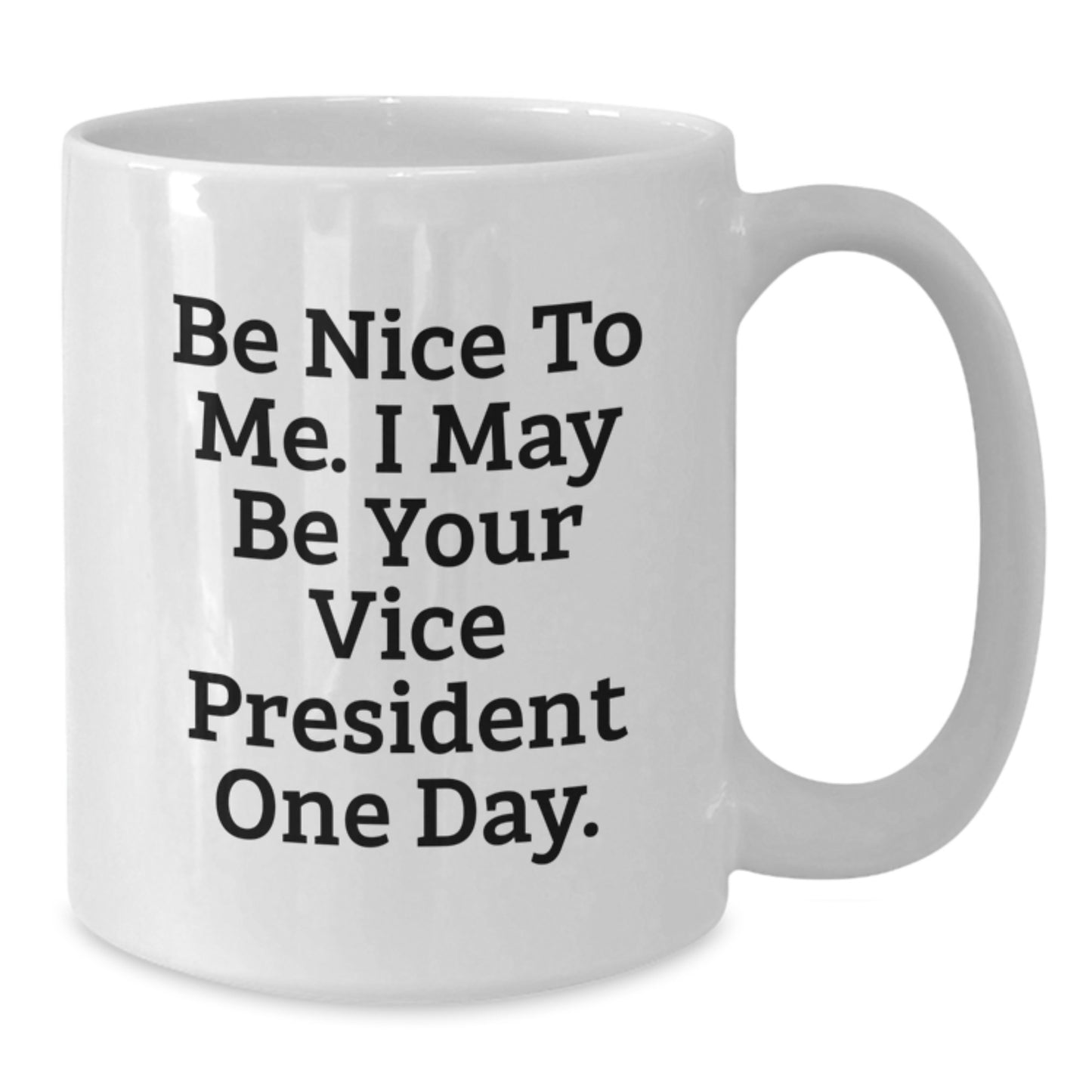 Funny Vice President Gifts from Friends - White Coffee Mug, Graduation Unique Gifts for Him, Her, or Coworkers, 'Be Nice To Me. I May Be Your Vice President One Day.' - Additional