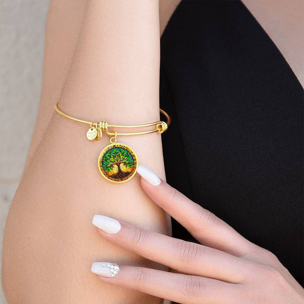 Stained Glass Gold Tree of Life Necklace and Bangle Bracelet