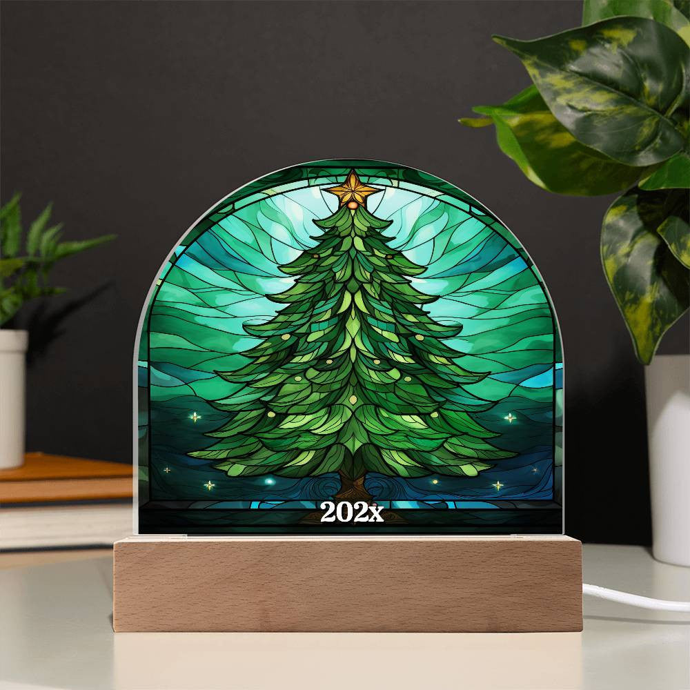 Christmas Tree Stained Glass Style Acrylic Plaque