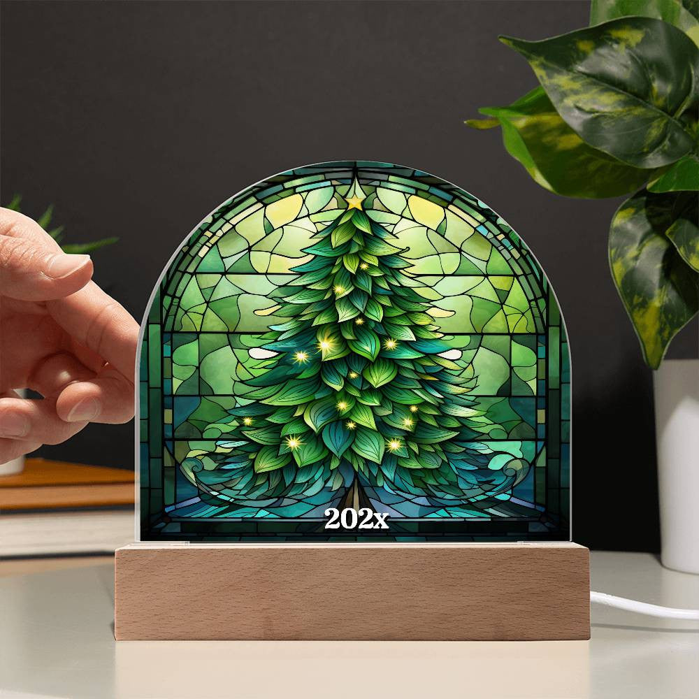 Stained Glass Style Christmas Tree Plaque