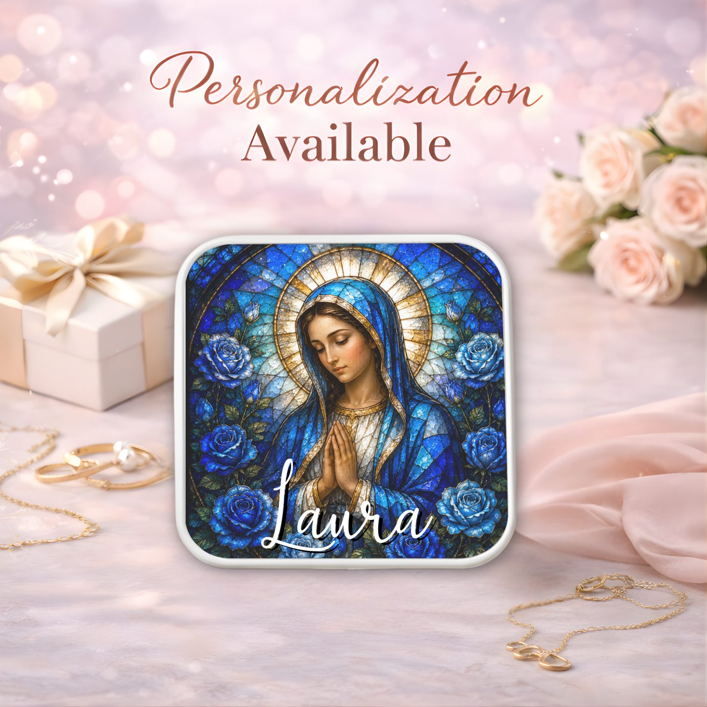 Virgin Mary Necklace or Keychain, Catholic Necklace, Blessed Mother Jewelry, Religious Keepsake Gift