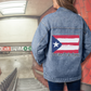 Custom Puerto Rico Pa' Que Tu Lo Sepas Flag Denim Jacket