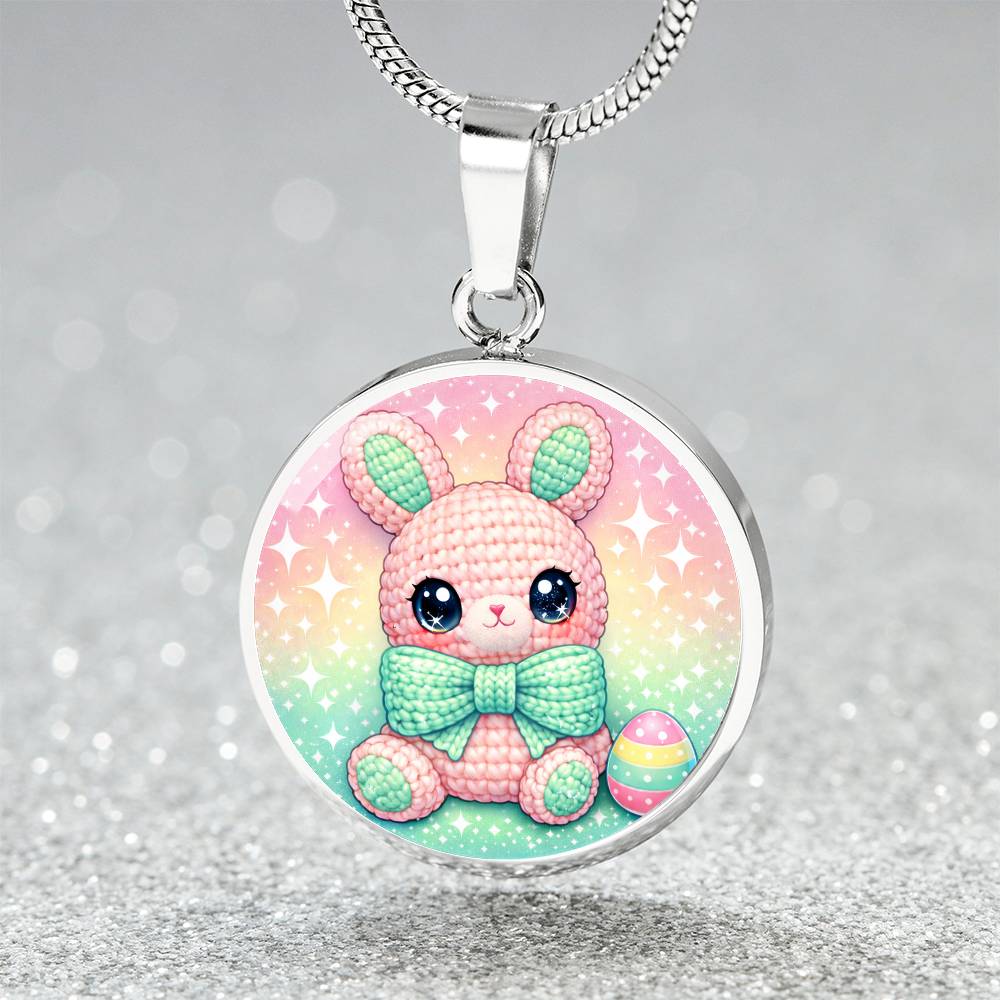 Crochet Bunny Necklace or Keychain, Cute Easter Bunny Jewelry, Kawaii Rabbit Pendant for Teen Girl, Easter Basket Stuffer Gift