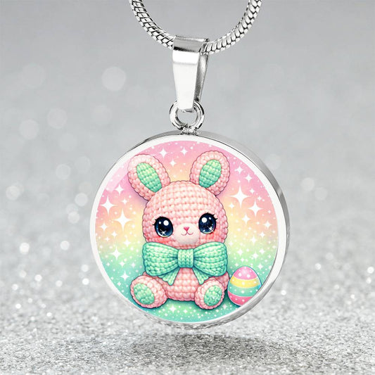 Crochet Bunny Necklace or Keychain, Cute Easter Bunny Jewelry, Kawaii Rabbit Pendant for Teen Girl, Easter Basket Stuffer Gift