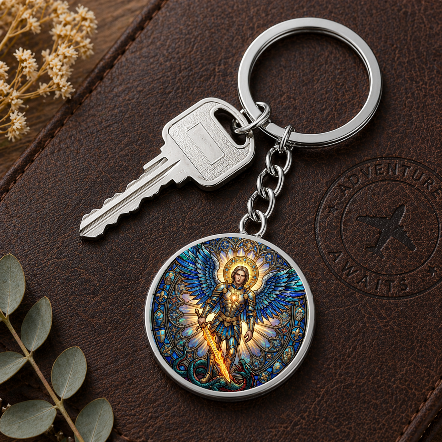 Archangel Michael Necklace or Keychain, Saint Michael Catholic Necklace, Protection Jewelry, Religious Keepsake Gift
