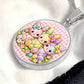 Cute Bunny Necklace or Keychain, Easter Bunny Trio Jewelry, Pastel Rabbit Pendant for Teen Girl, Easter Basket Stuffer Gift