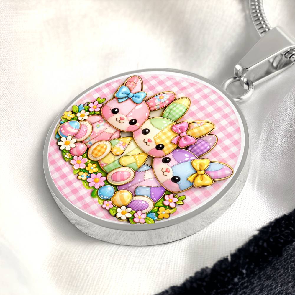 Cute Bunny Necklace or Keychain, Easter Bunny Trio Jewelry, Pastel Rabbit Pendant for Teen Girl, Easter Basket Stuffer Gift