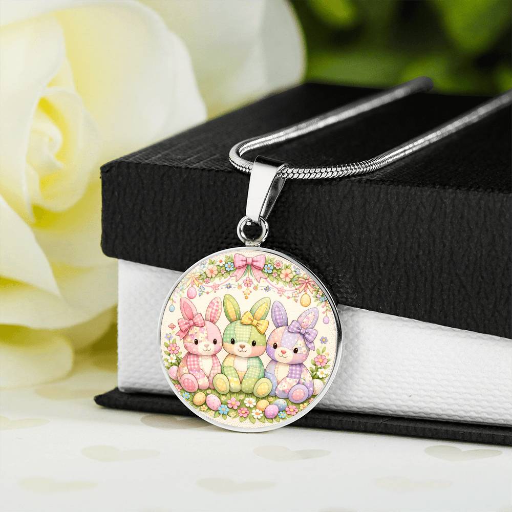 Easter Bunny Necklace or Keychain, Cute Bunny Trio Jewelry, Pastel Rabbit Pendant for Teen Girl, Easter Basket Stuffer Gift