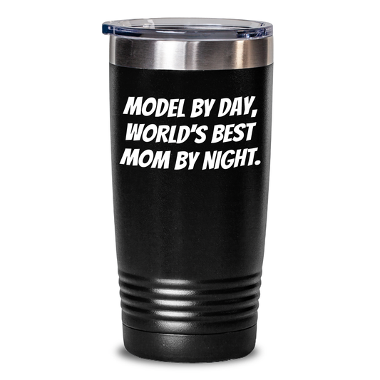 Model By Day Funny Tumbler Gifts for Men from Family, World's Best Dad by Night, 20oz or 30oz Vacuum Insulated Stainless Steel Tumbler - Main