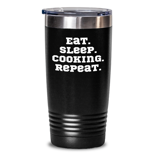 Funny Cooking Gifts for Men, Eat. Sleep. Cooking. Repeat., Dad's Tumbler for Father's Day, 20oz or 30oz Vacuum Insulated Stainless Steel Tumbler with Powder Coating - Main