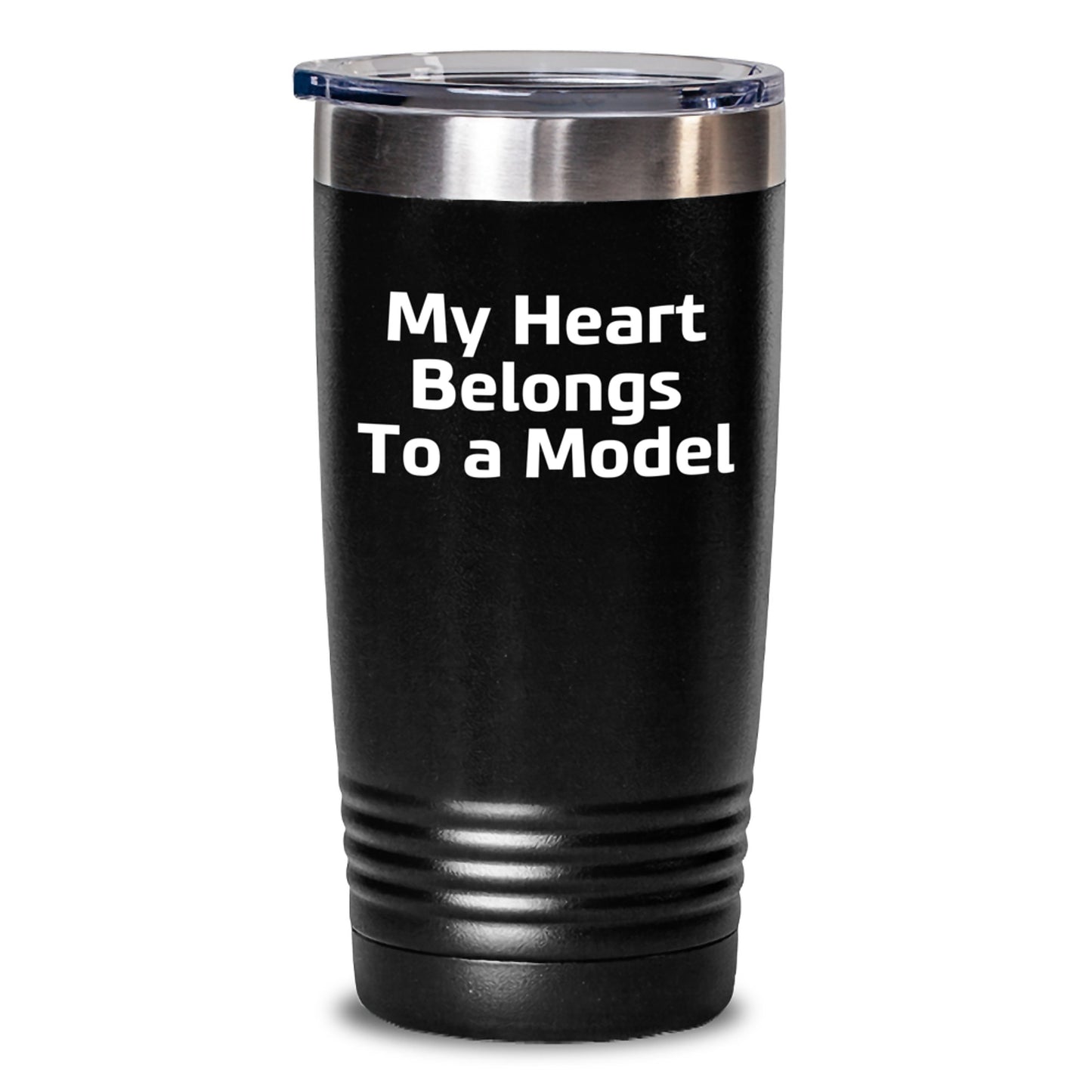 Funny Model Gifts for Her - My Heart Belongs To A Model Black Tumbler 20oz or 30oz - Main