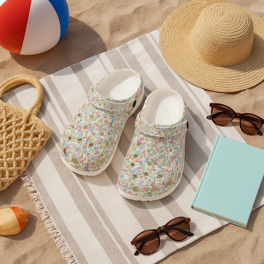 Pastel Wildflower Garden Shoes for Adults & Kids – Lightweight EVA Slip-On Floral Summer Sandals Water-Resistant Nurse Walking Comfort, Mom