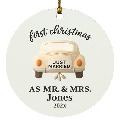First Christmas Married Ornament, Just Married Car 2025, Our First Christmas Married Keepsake, Personalized Ornament
