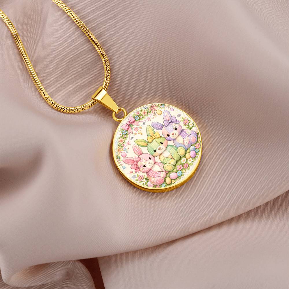 Easter Bunny Necklace or Keychain, Cute Bunny Trio Jewelry, Pastel Rabbit Pendant for Teen Girl, Easter Basket Stuffer Gift