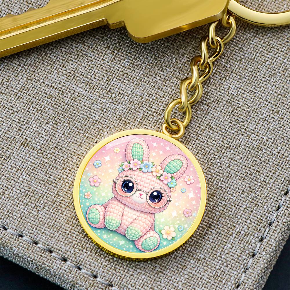 Cute Bunny Necklace or Keychain, Kawaii Easter Bunny Jewelry, Pastel Rabbit Pendant for Teen Girl, Easter Basket Stuffer Gift