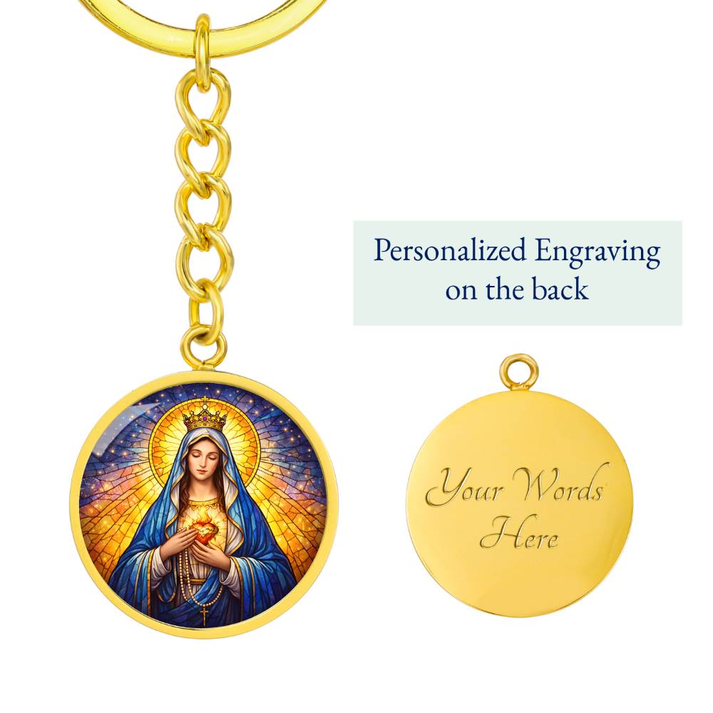 Immaculate Heart of Mary Necklace or Keychain, Catholic Marian Jewelry, Blessed Virgin Mary Pendant, Christian Faith Gift