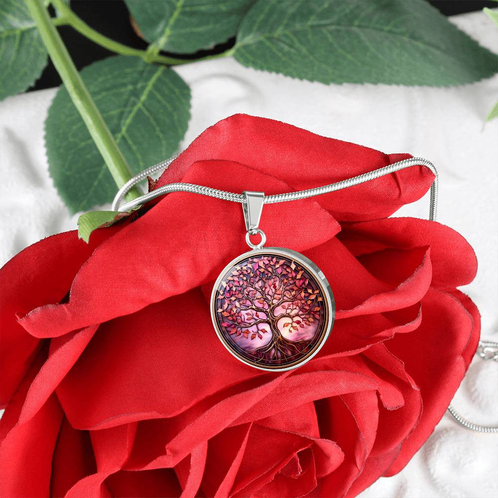 Pink Tree of Life Pendant Necklace