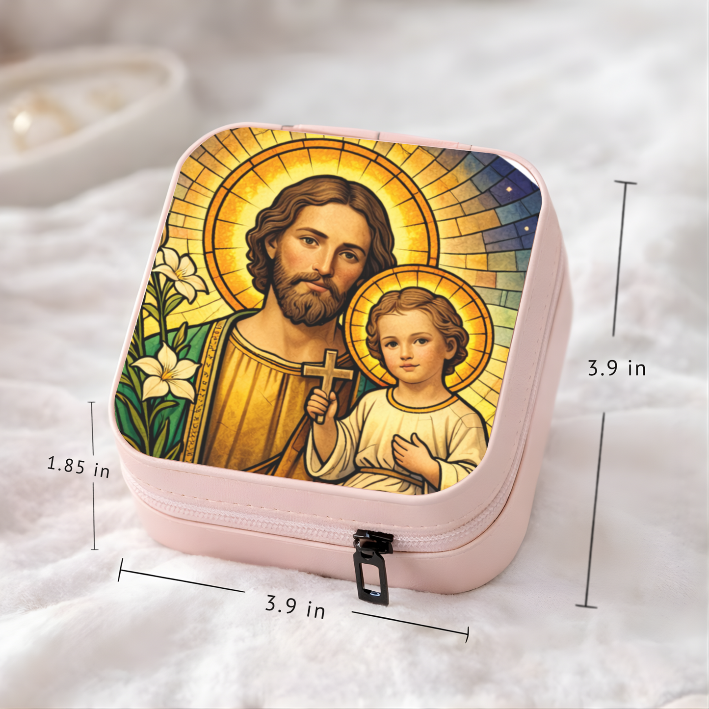 Saint Joseph and Child Jesus Necklace or Keychain, Catholic Patron Saint of Fathers Jewelry, Christian Faith Gift