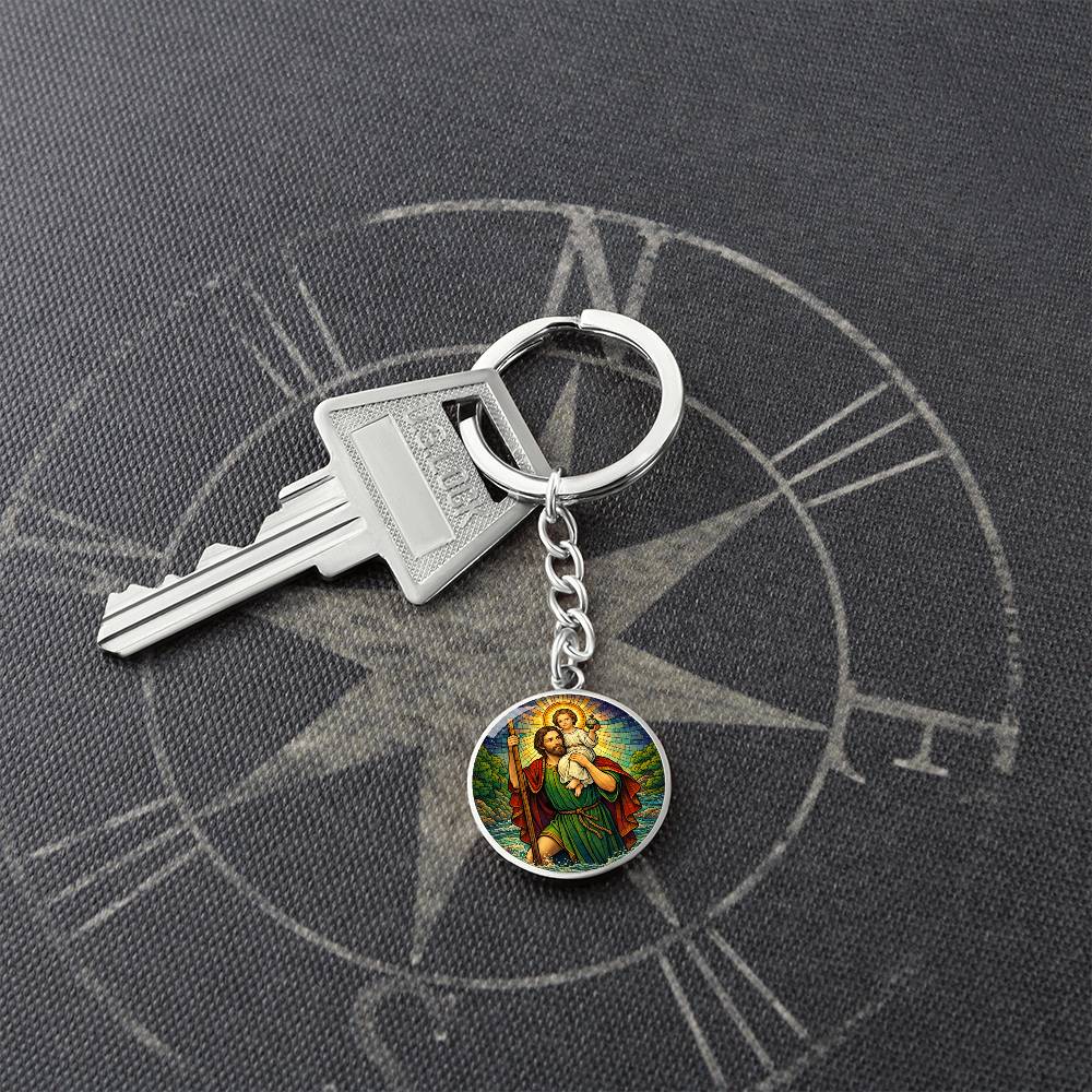Saint Christopher Necklace or Keychain, Patron Saint of Travelers Jewelry, Catholic Travel Protection Pendant