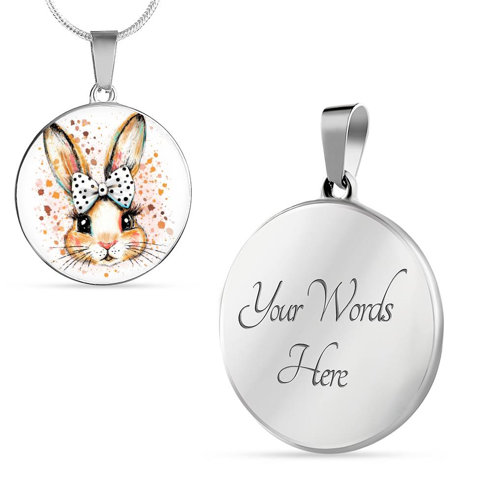 Watercolor Bunny Necklace or Keychain, Cute Easter Bunny Jewelry, Rabbit Pendant for Teen Girl, Easter Basket Stuffer Gift