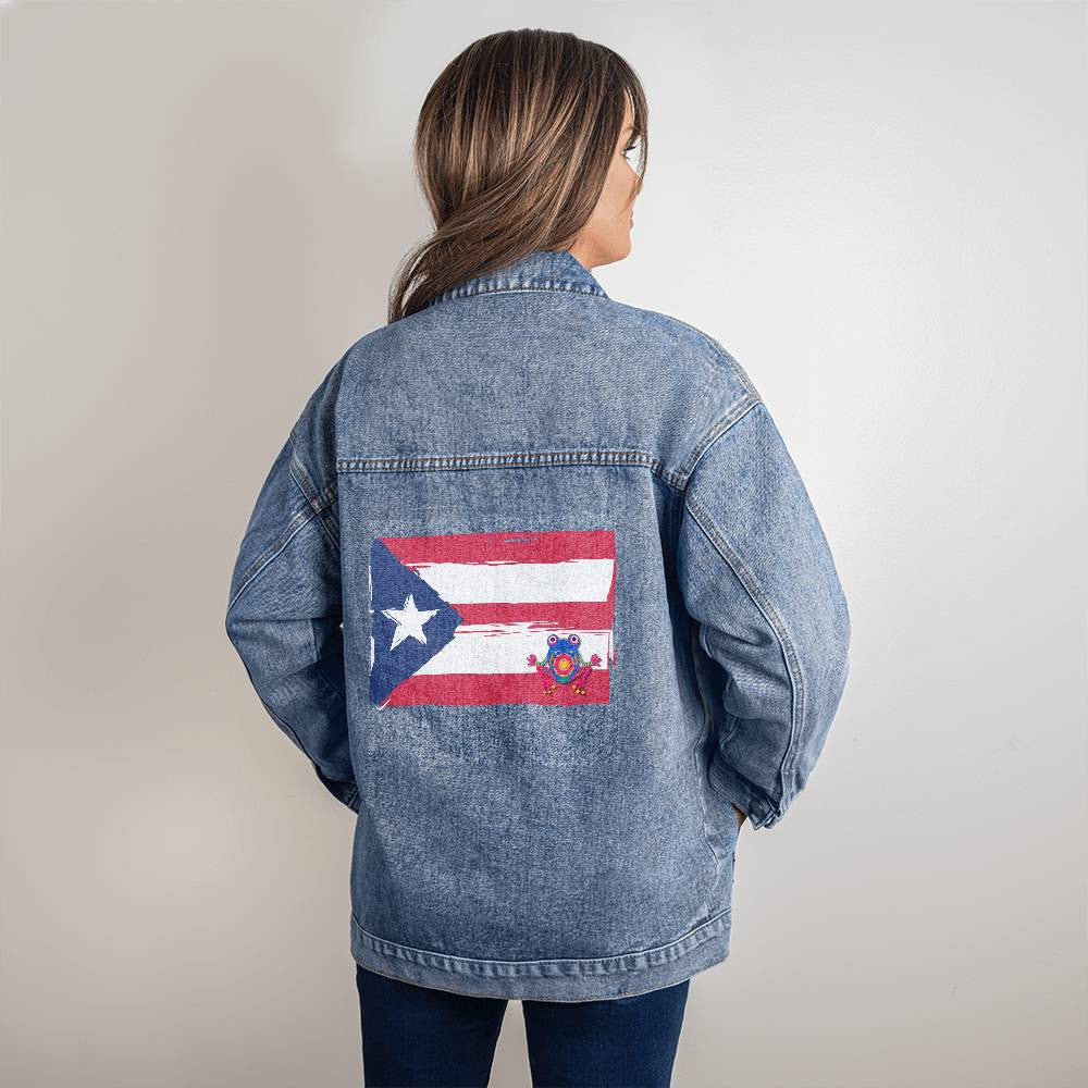 Custom Puerto Rico Flag Coqui Denim Jacket