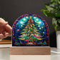 202x Christmas Tree Colorful Stained Glass Acrylic Dome Plaque