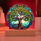 Tree of Life Stained Glass Style Plaque