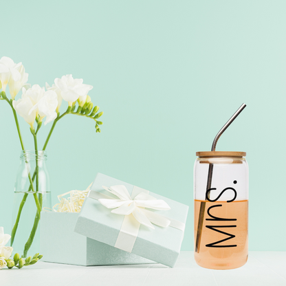 Mrs. Wedding Tumbler with Bamboo Lid