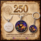 250 Years of Independence Necklace or Keychain Stained Glass Style Patriotic Eagle USA Commemorative Limited Edition