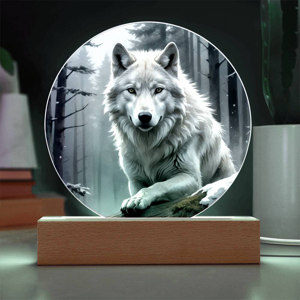 White Wolf in the Forest Plaque