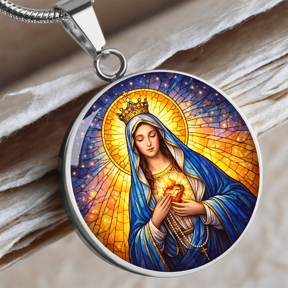 Immaculate Heart of Mary Necklace or Keychain, Catholic Marian Jewelry, Blessed Virgin Mary Pendant, Christian Faith Gift