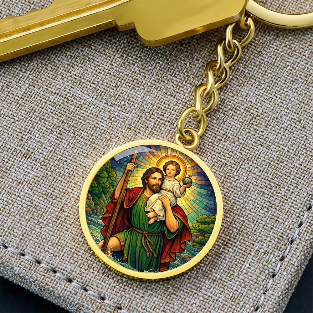Saint Christopher Necklace or Keychain, Patron Saint of Travelers Jewelry, Catholic Travel Protection Pendant
