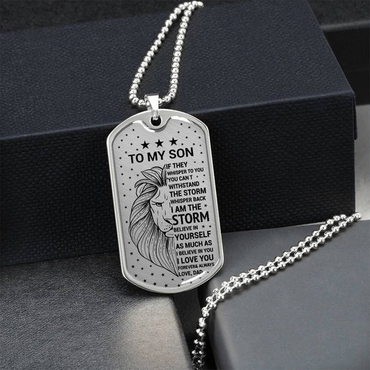 Custom Engraved Son Dog Tag Necklace and Keychain