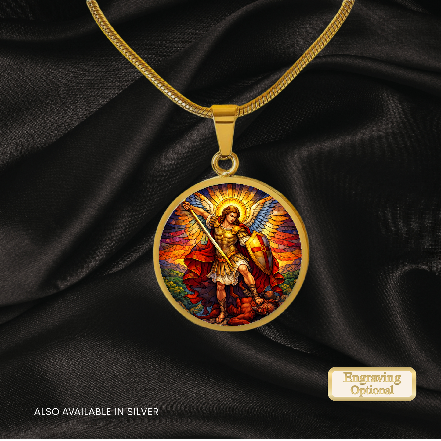 Archangel Michael Necklace or Keychain, Saint Michael Protection Jewelry, Catholic Warrior Angel Pendant Gift