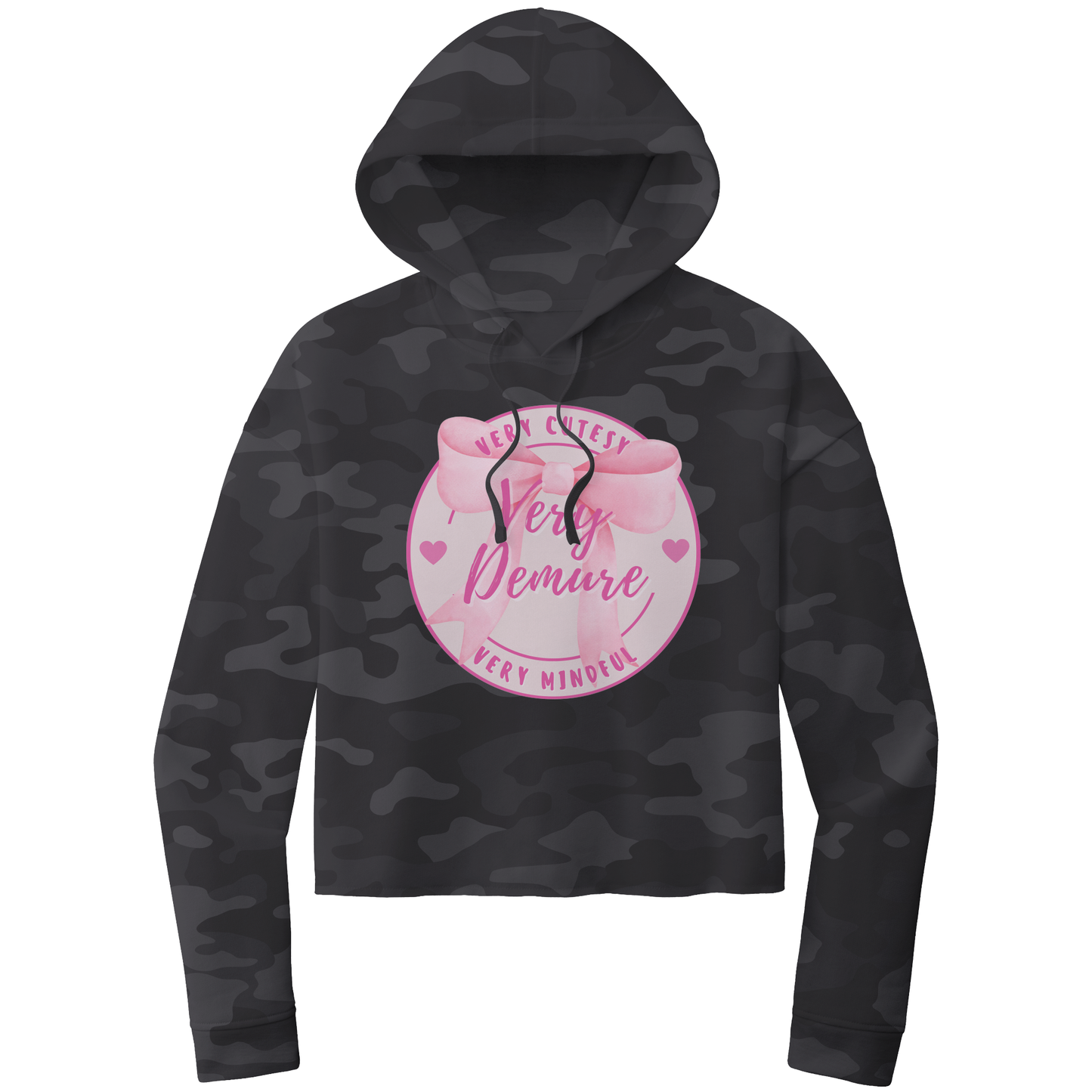 Pink Very Cutesy Very Mindful Very Demure Lightweight Crop Top Hoodie