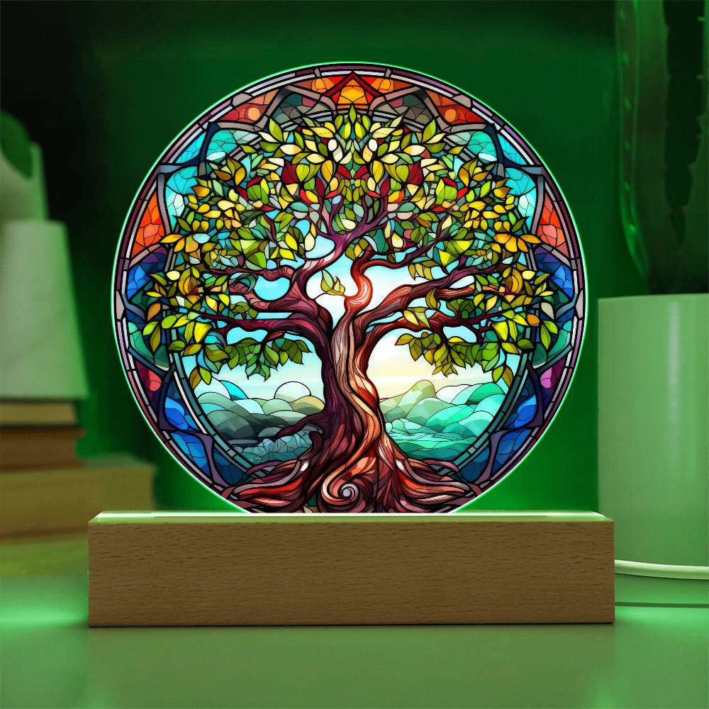 Tree of Life Stained Glass Style Plaque