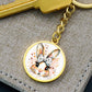 Watercolor Bunny Necklace or Keychain, Cute Easter Bunny Jewelry, Rabbit Pendant for Teen Girl, Easter Basket Stuffer Gift