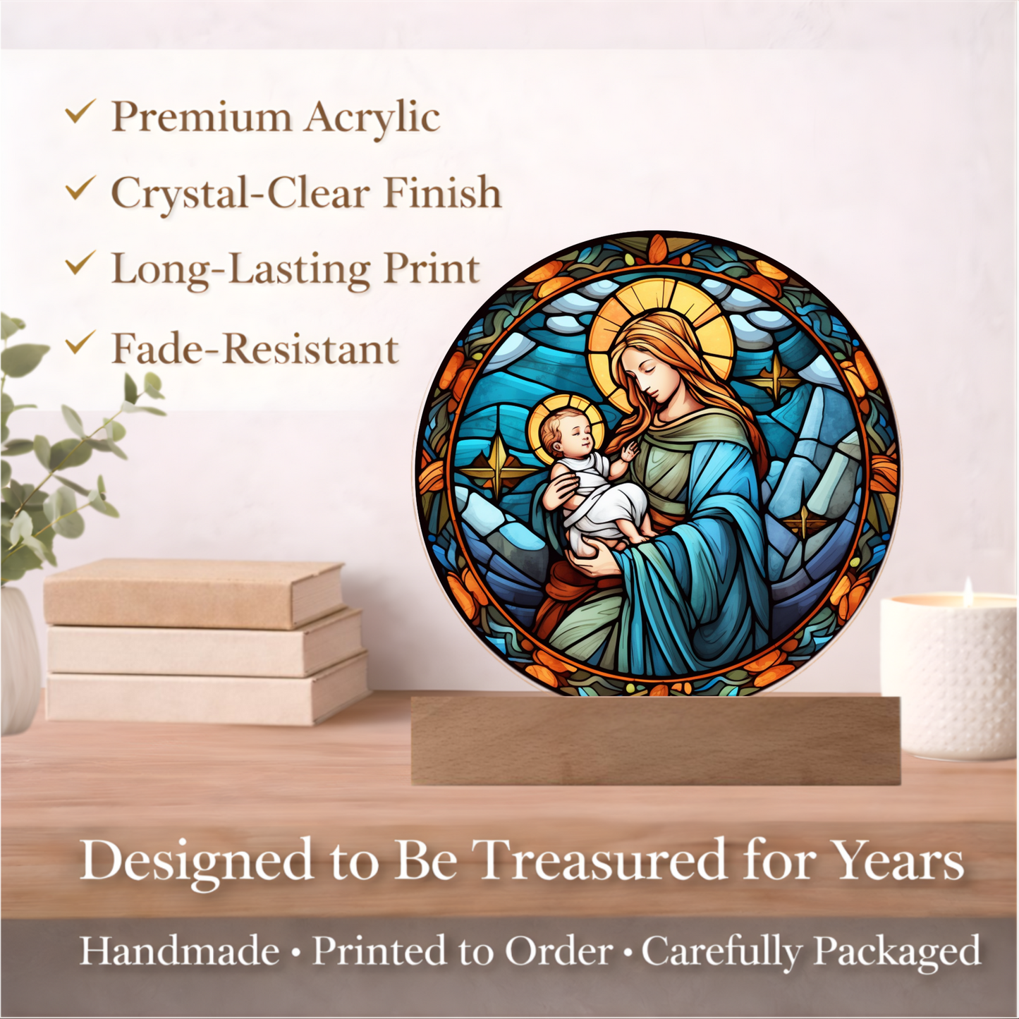 Virgin Mary Necklace or Keychain, Mary and Baby Jesus Jewelry, Catholic Necklace for Women, Christian Gift, Religious Pendant