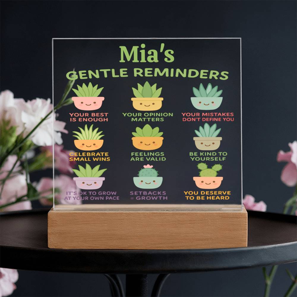 Gentle Reminders Acrylic Plaque, Mental Health Art, Self Love Reminders, Self compassion, Daily Motivation, Therapist Decor, Inspirational