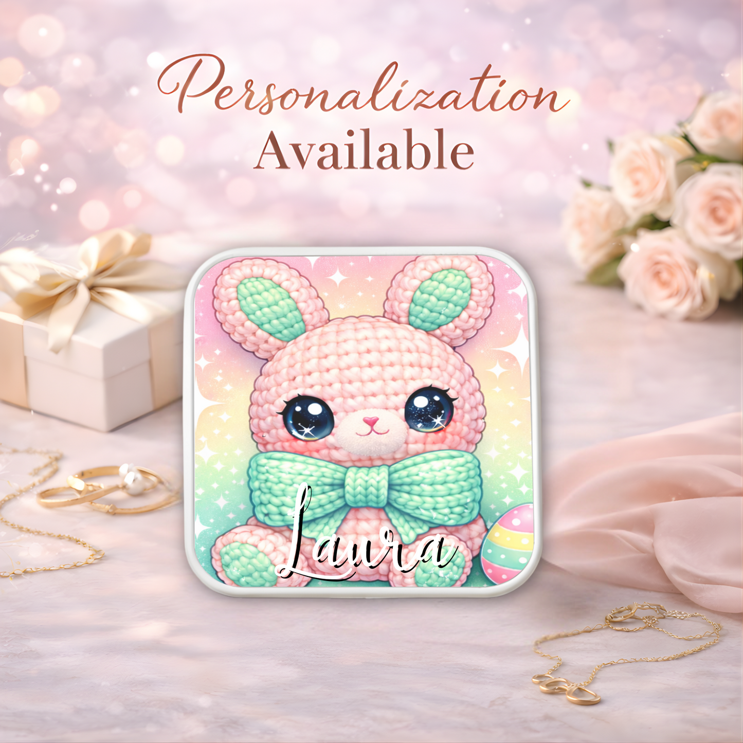 Crochet Bunny Necklace or Keychain, Cute Easter Bunny Jewelry, Kawaii Rabbit Pendant for Teen Girl, Easter Basket Stuffer Gift