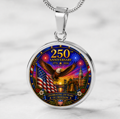 250th Anniversary Necklace or Keychain Stained Glass Style USA Commemorative Limited Edition Freedom Keepsake