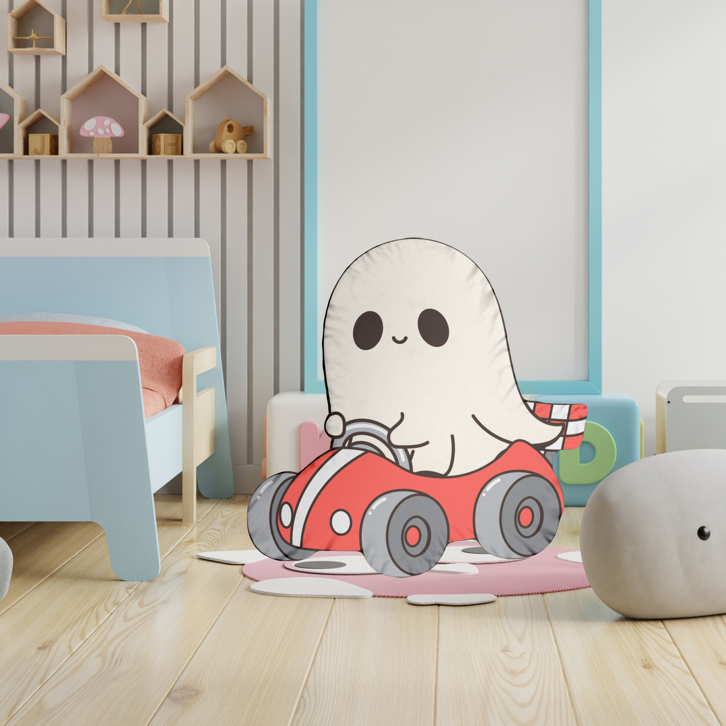 Halloween Plush Car Racing Ghost Pillow