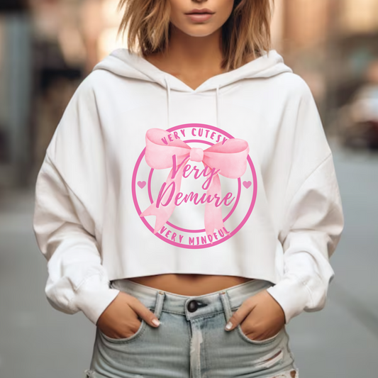 Very Cutesy Very Mindful Very Demure Lightweight Crop Sweatshirt