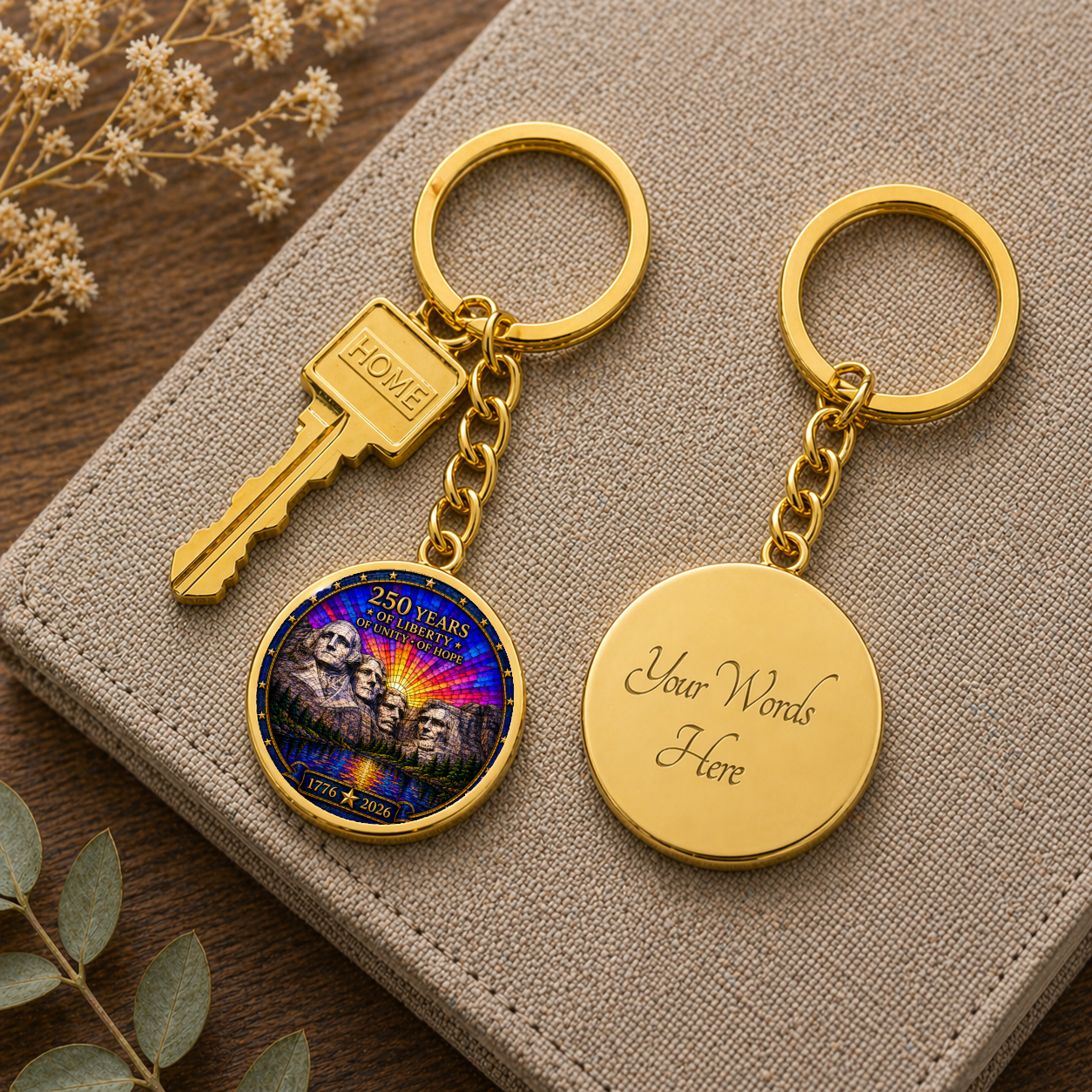 Mount Rushmore Necklace or Keychain Stained Glass Style USA Commemorative 250 Years of Liberty Limited Edition Keepsake