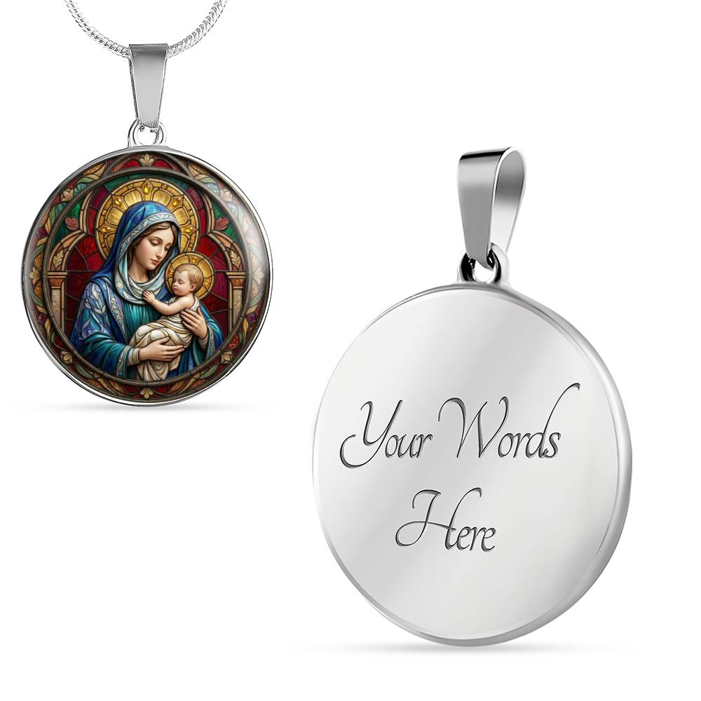 Mary and Baby Jesus Necklace or Keychain, Catholic Necklace, Virgin Mary Jewelry, Religious Keepsake Gift