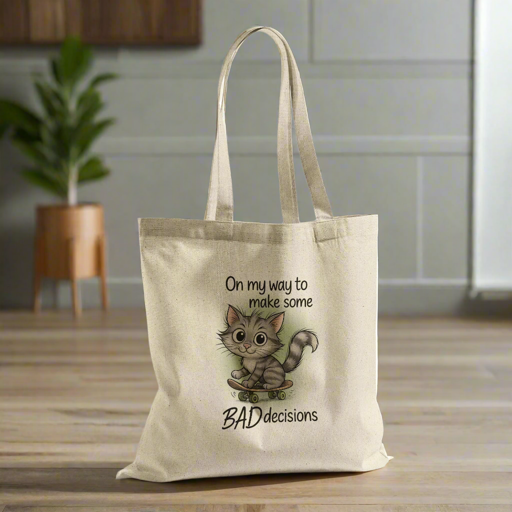 On My Way To Make Some Bad Decisions Tshirt, Sarcastic Adult Quote, Silly Cat Skateboarding, Best Friend Gift, Gift for Friend, Bride Tshirt