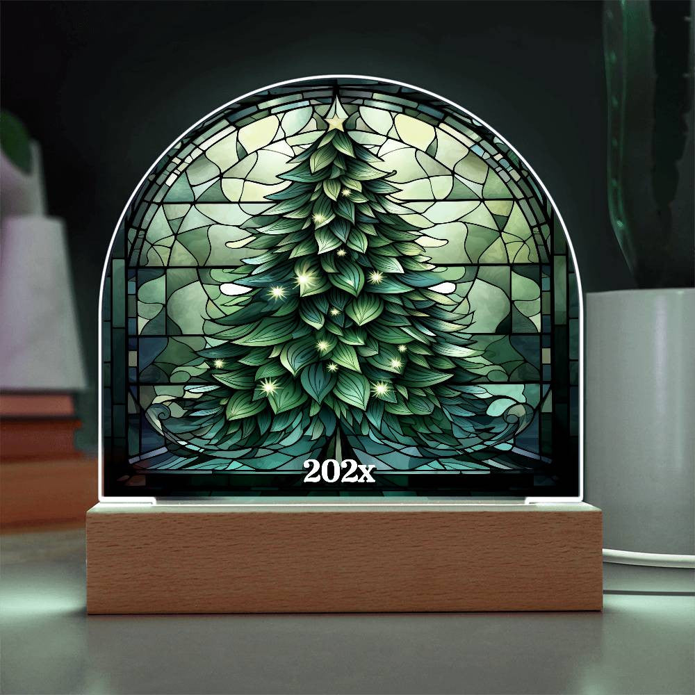 Stained Glass Style Christmas Tree Plaque